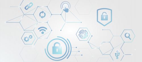 IOT Computer security system icons background vector